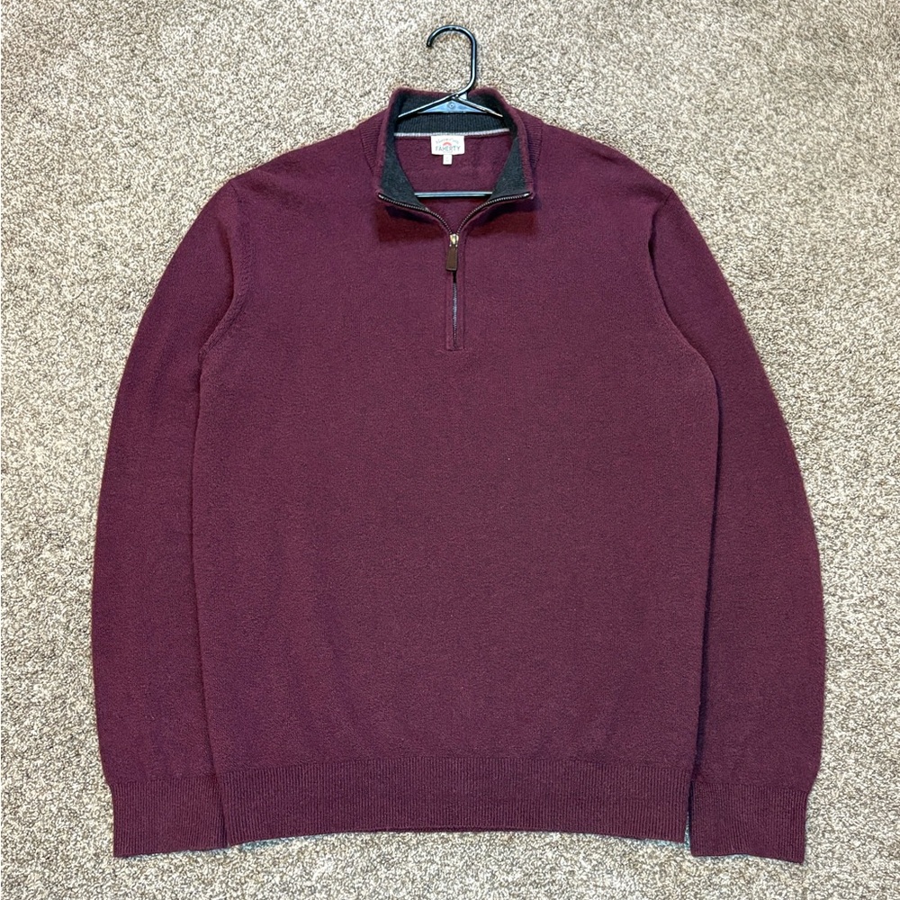 Faherty Jackson 1/4 Zip Pullover Sweater Men's XL Red Heather Blue EUC Promus